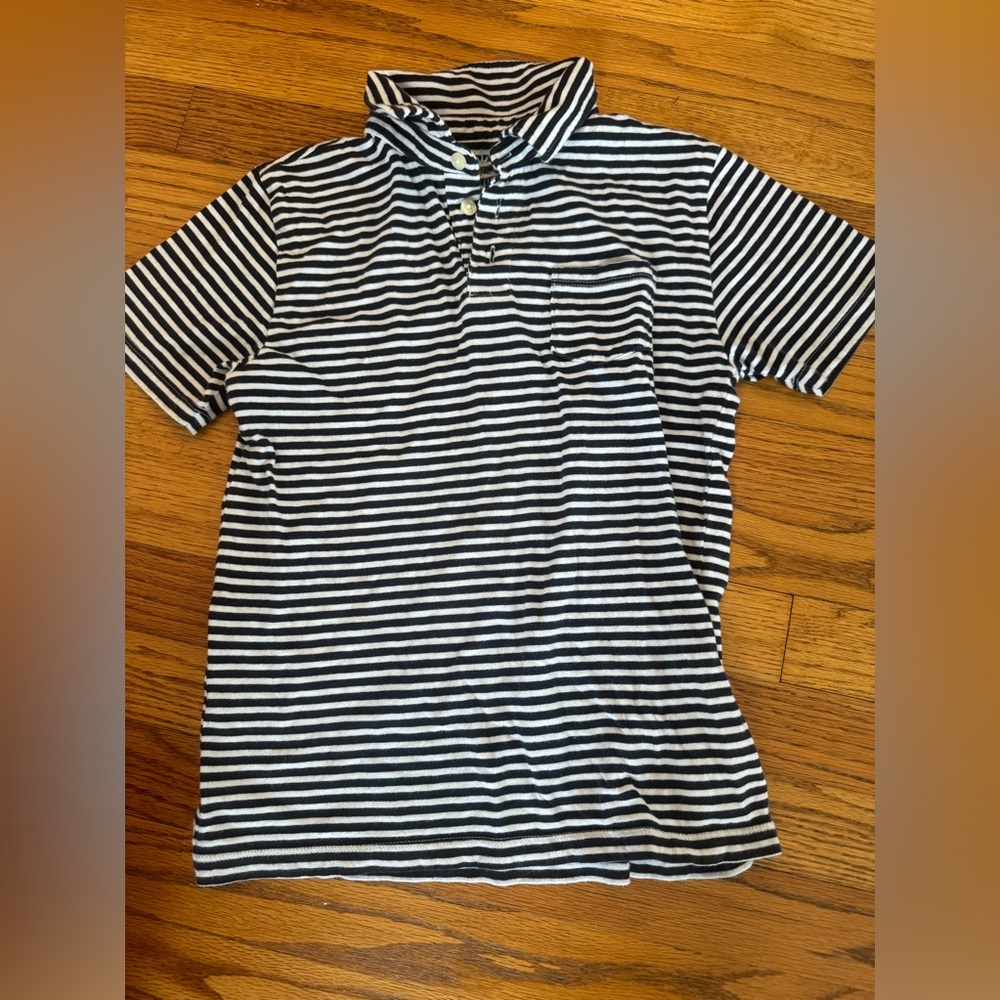 J Crew Boys polo-style navy and white cotton shirt size 10-11